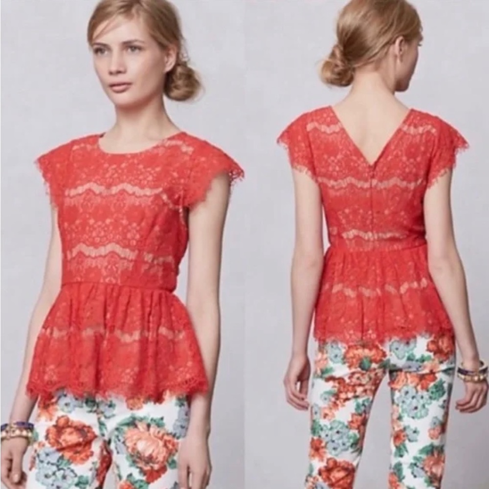 Anthropologie Maeve lace peplum top